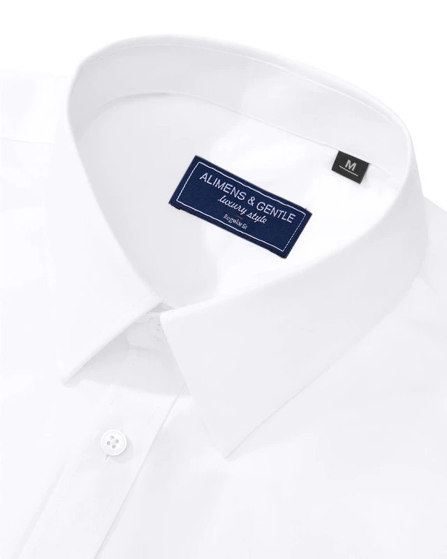 Alt view image 4 of 5 - White Button Down Shirt Men Regular Fit Stretch Stain Shield Long Sleeve Solid Party Wedding Shirts,White,Medium