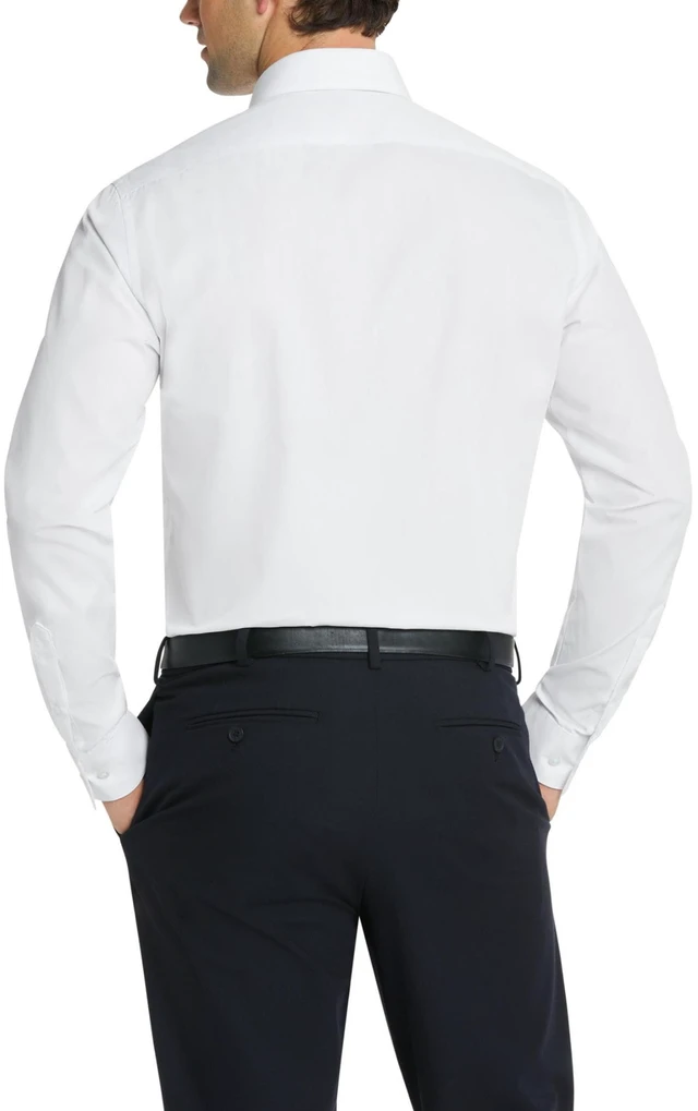 Alt view image 3 of 7 - Men's Dress Shirt Fitted Poplin Solid, White, 15.5" Neck 32"-33" Sleeve