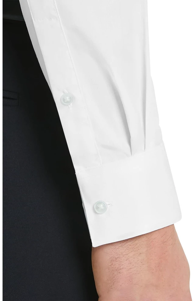 Alt view image 7 of 7 - Men's Dress Shirt Fitted Poplin Solid, White, 15.5" Neck 32"-33" Sleeve