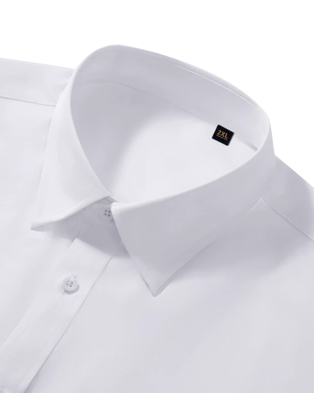 Alt view image 2 of 6 - White Button Down Shirt Men Long Sleeve Non Iron Wrinkle Free Stretch Business Office Wedding Dress Shirts M