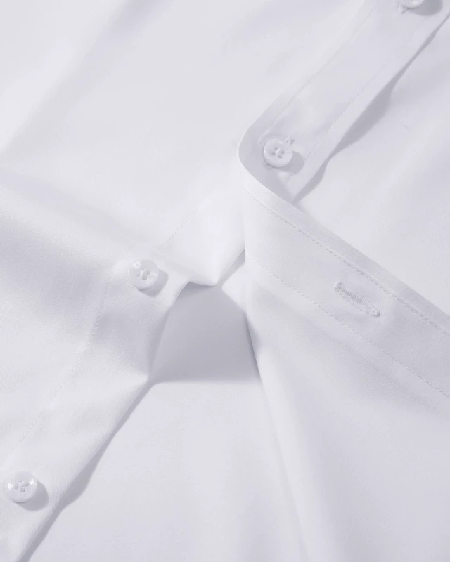 Alt view image 3 of 6 - White Button Down Shirt Men Long Sleeve Non Iron Wrinkle Free Stretch Business Office Wedding Dress Shirts M