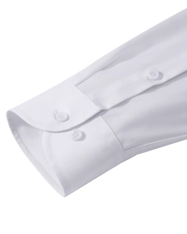 Alt view image 5 of 6 - White Button Down Shirt Men Long Sleeve Non Iron Wrinkle Free Stretch Business Office Wedding Dress Shirts M