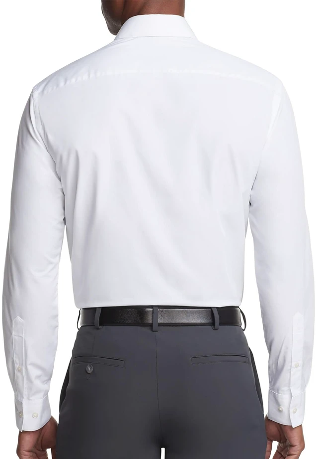 Alt view image 2 of 6 - Men's Dress Shirt Regular Fit Poplin Solid, White, 17.5" Neck 34"-35" Sleeve