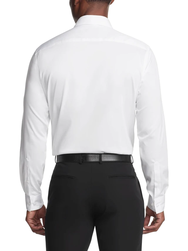 Alt view image 2 of 6 - Men's Dress Shirt Regular Fit Ultra Wrinkle Free Flex Collar Stretch, White, 17"-17.5" Neck 34"-35" Sleeve