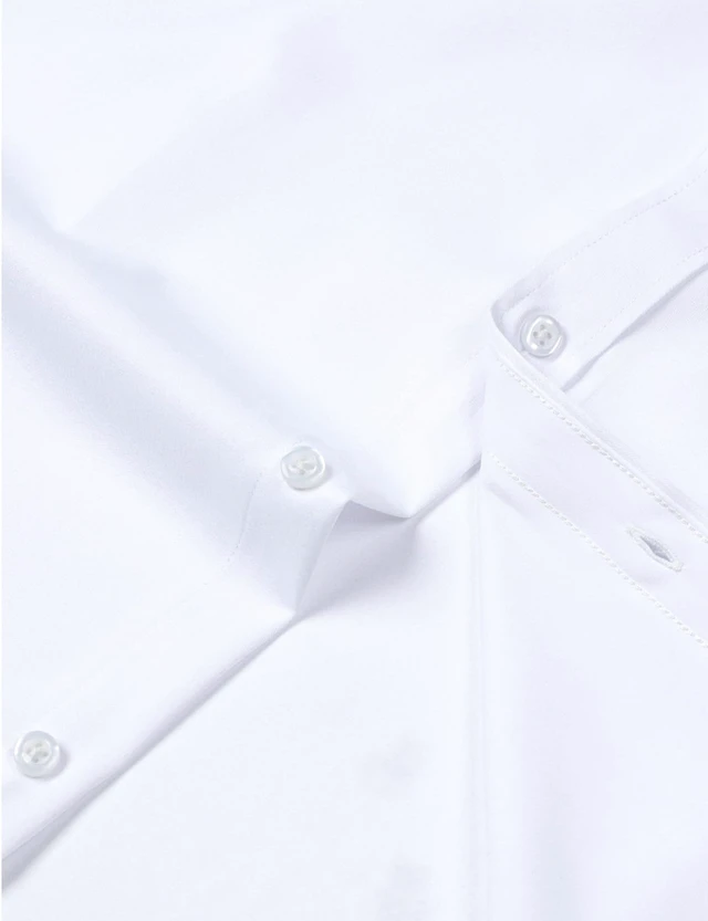 Alt view image 6 of 7 - Mens Stretch Wrinkle Free Dress Shirts Solid White L | Formal, for Wedding, Prom, Long Sleeve, Button Down