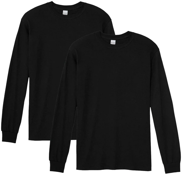 Main image of Men's Heavy Cotton Long Sleeve T-Shirt, Style G5400, 2-Pack, Black, X-Large