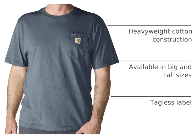 Alt view image 4 of 6 - Men's Iconic K87 Pocket T-Shirt, Bluestone, X-Large