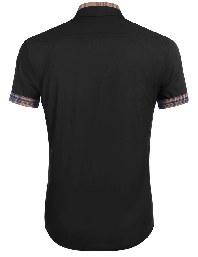 Alt view image 5 of 6 - Men's Button Up Shirts Short Sleeve Business Casual Dress Shirts for Men Black