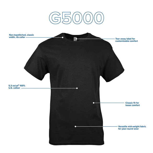 Alt view image 6 of 7 - mens Heavy Cotton T-shirt, Style G5000, Multipack Shirt, Black (2-pack), X-Large US