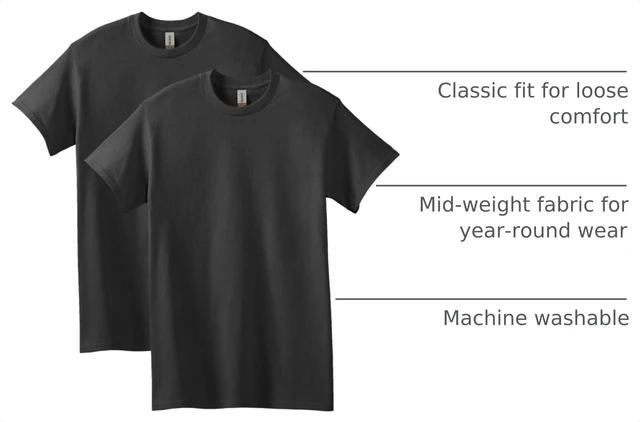 Alt view image 4 of 7 - mens Heavy Cotton T-shirt, Style G5000, Multipack Shirt, Black (2-pack), X-Large US