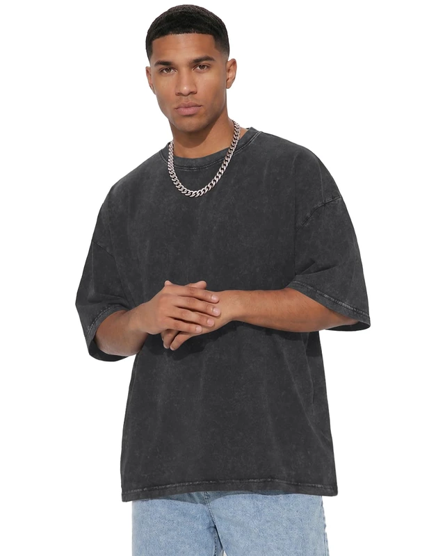 Alt view image 3 of 6 - Oversized Tshirts for Men Vintage Washed Tees, Solid Black, L | Casual Acid Wash Cotton Crew Neck Shirts, Summer Graphic Streetwear, Gym Workout Tops, Baggy Cowboy Outfits 2026