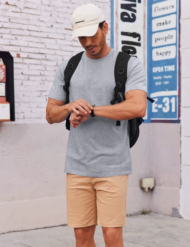 Alt view image 5 of 6 - Men's Casual T Shirts Short Sleeve Crew Neck Tee for Work Weekend Daily Wear Light Grey