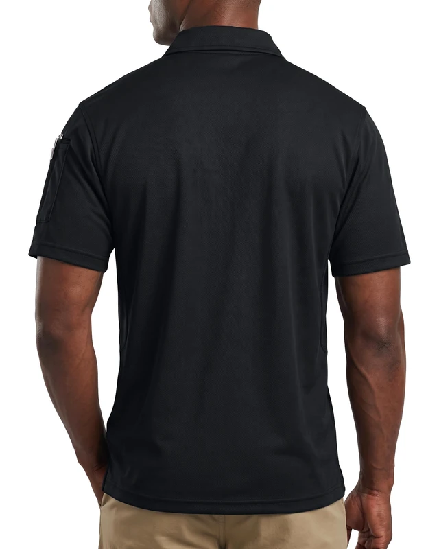 Alt view image 2 of 7 - Pique Jersey Mens Polo Shirt UPF 50+ Quick Dry, X-Large, Black | Men's Tactical Performance Polo Shirt, Breathable Mesh Pique Jersey, UPF 50+, Quick Dry, Short Sleeve