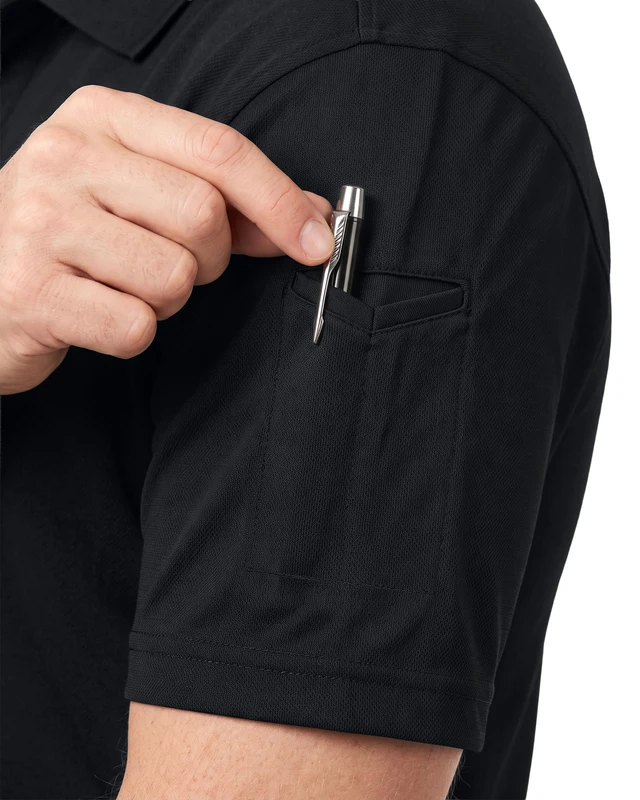 Alt view image 6 of 7 - Pique Jersey Mens Polo Shirt UPF 50+ Quick Dry, X-Large, Black | Men's Tactical Performance Polo Shirt, Breathable Mesh Pique Jersey, UPF 50+, Quick Dry, Short Sleeve