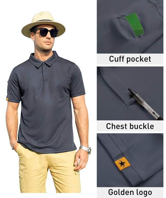 Alt view image 2 of 5 - Mens Polo Shirt Short Sleeve Moisture Wicking Athletic Golf Polos XL | Breathable, Quick-Drying, Lightweight, Stretchy. Business Casual, Daily, Outdoor, Sport, Tactical, Work Shirts, Big and Tall