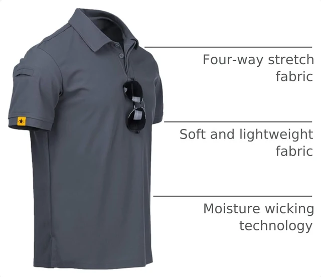 Alt view image 4 of 5 - Mens Polo Shirt Short Sleeve Moisture Wicking Athletic Golf Polos XL | Breathable, Quick-Drying, Lightweight, Stretchy. Business Casual, Daily, Outdoor, Sport, Tactical, Work Shirts, Big and Tall