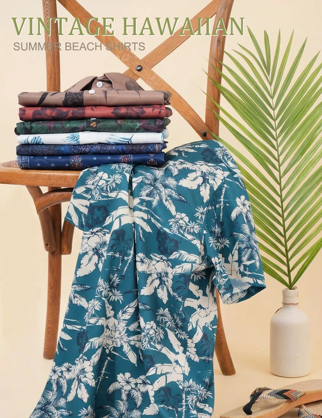 Alt view image 7 of 7 - Mens Hawaiian Shirt Short Sleeve Floral Button Down Shirts Summer Beach Shirt Vintage Shirt