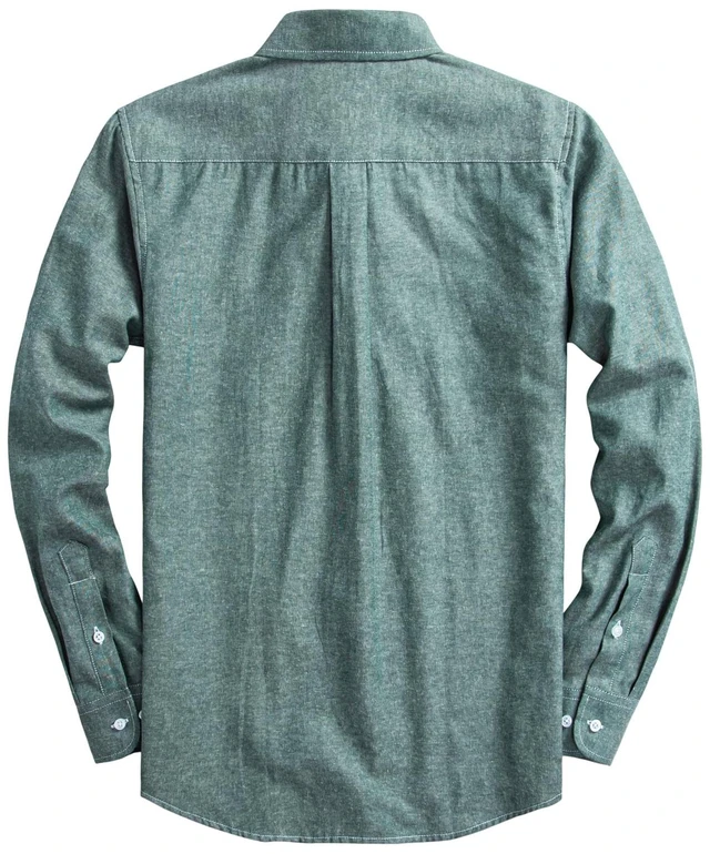 Alt view image 3 of 5 - Mens Oxford Shirts Long Sleeve Slim Fit Lightweight Casual Button Down Shirts with Pocket Green Large