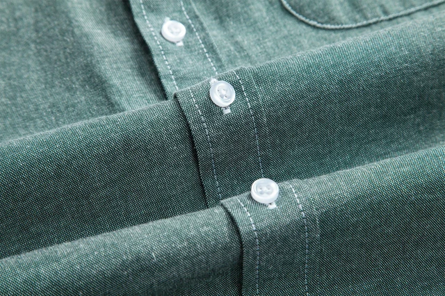 Alt view image 5 of 5 - Mens Oxford Shirts Long Sleeve Slim Fit Lightweight Casual Button Down Shirts with Pocket Green Large
