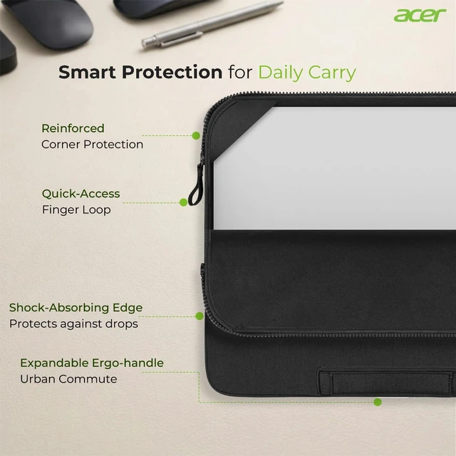 Alt view image 4 of 7 - 15.6-16 inch Laptop Sleeve Protective Briefcase Computer Bag-Black | Waterproof Polyester, Fits Most Laptop Models, Shockproof Interior, Smooth Zippers, Slim Profile