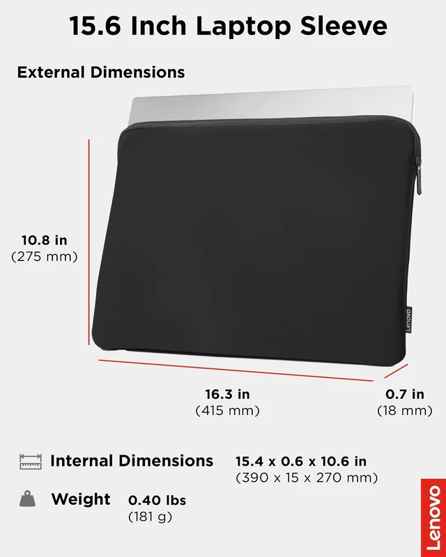 Alt view image 6 of 7 - Basic Laptop Sleeve 15.6 Inch Notebook/Tablet Compatible with MacBook Air/Pro Neoprene Material - Soft Fleece Lining - Zippered Top Opening - Black