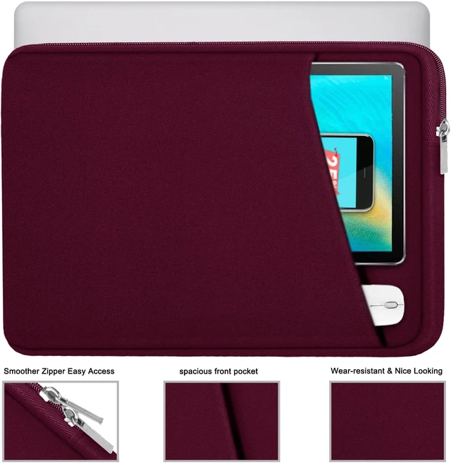 Alt view image 2 of 7 - Laptop Sleeve Case 15.6 inch, Durable Briefcase Shockproof Protective Cover, Handbags Portable Laptop Bag for 15.6 inch HP Dell Asus Lenovo, Computer Case with Front Pocket, Wine Red