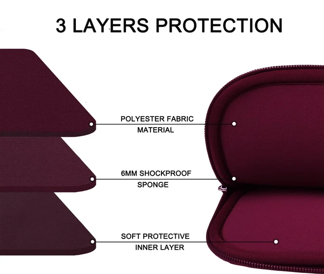 Alt view image 3 of 7 - Laptop Sleeve Case 15.6 inch, Durable Briefcase Shockproof Protective Cover, Handbags Portable Laptop Bag for 15.6 inch HP Dell Asus Lenovo, Computer Case with Front Pocket, Wine Red