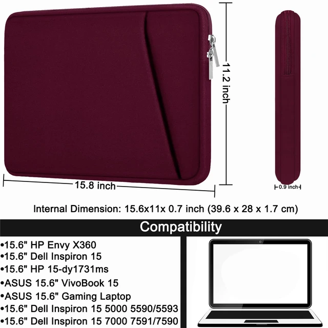 Alt view image 5 of 7 - Laptop Sleeve Case 15.6 inch, Durable Briefcase Shockproof Protective Cover, Handbags Portable Laptop Bag for 15.6 inch HP Dell Asus Lenovo, Computer Case with Front Pocket, Wine Red