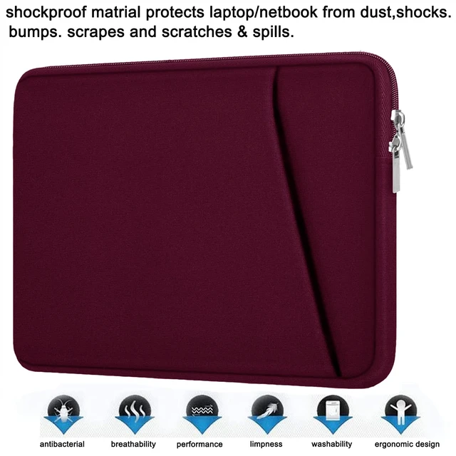 Alt view image 6 of 7 - Laptop Sleeve Case 15.6 inch, Durable Briefcase Shockproof Protective Cover, Handbags Portable Laptop Bag for 15.6 inch HP Dell Asus Lenovo, Computer Case with Front Pocket, Wine Red
