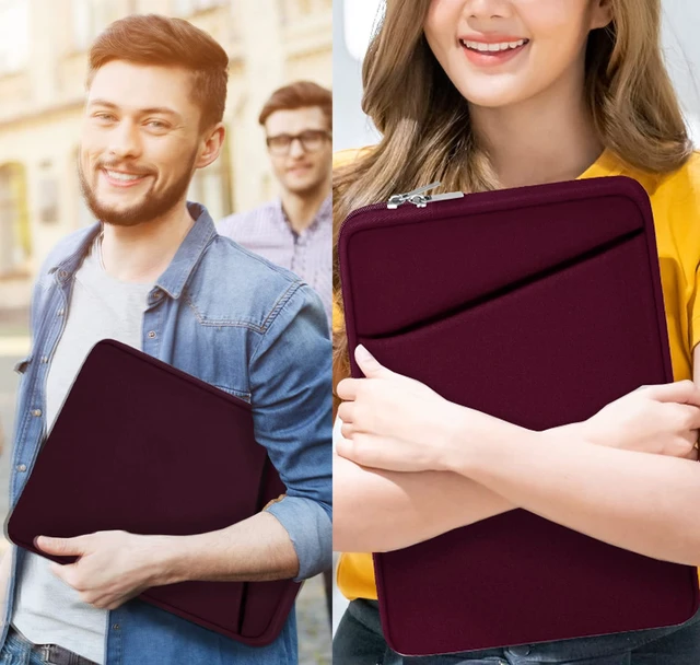 Alt view image 7 of 7 - Laptop Sleeve Case 15.6 inch, Durable Briefcase Shockproof Protective Cover, Handbags Portable Laptop Bag for 15.6 inch HP Dell Asus Lenovo, Computer Case with Front Pocket, Wine Red