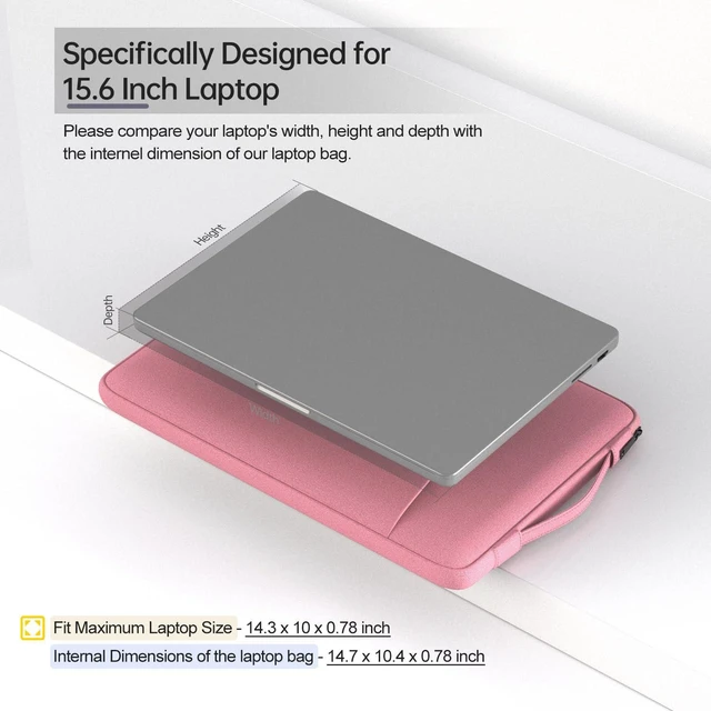 Alt view image 2 of 7 - 15.6 Inch Laptop Case Sleeve for Women, Waterproof Chromebook Bag for Lenovo ideaPad 3i/ideaPad 1, ASUS VivoBook Go, Dell Inspiron, Pink