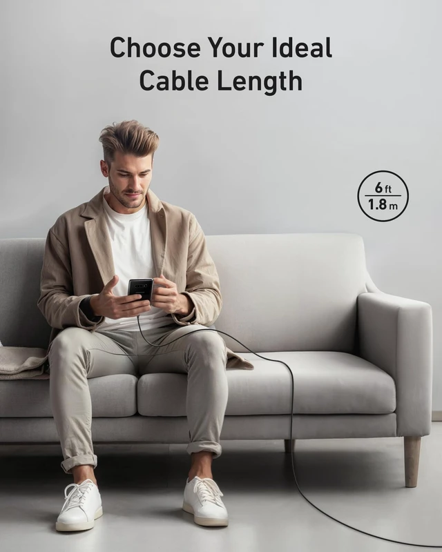 Alt view image 6 of 7 - USB A to USB C Cord, Flow Cord, USB to USB C Cable (2Pack,6FT,Black) | Fast Charging for iPhone 17 / 16 Series, and More