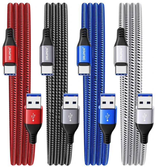 Main image of USB to USB C Cable 3ft 4Pack,3A USB A to USB Type C Cord Fast Charging | Nylon Braided,Data Sync Transfer USB C Charger Cable for iPhone 15 16 17 Pro Max, Samsung Galaxy S20 S21 S22 S23+ S24 S25 S26
