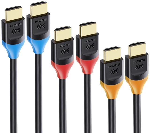 Main image of 3-Pack 4K High Speed HDMI Cable, 3ft | 4K@60Hz, 2K@144Hz, FreeSync, G-SYNC, HDR, Color-Coded Connectors, for Gaming Monitor, PC, Apple TV and More