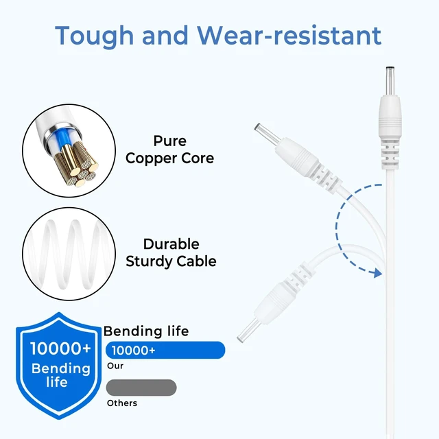 Alt view image 5 of 7 - 2 Pack USB Type-A Male to 3.5 x 1.35mm DC 5V 1A Plug Barrel Connector Charge Cable for USB Fans Desk Lamps Mini Charging Speakers Electronic Devices