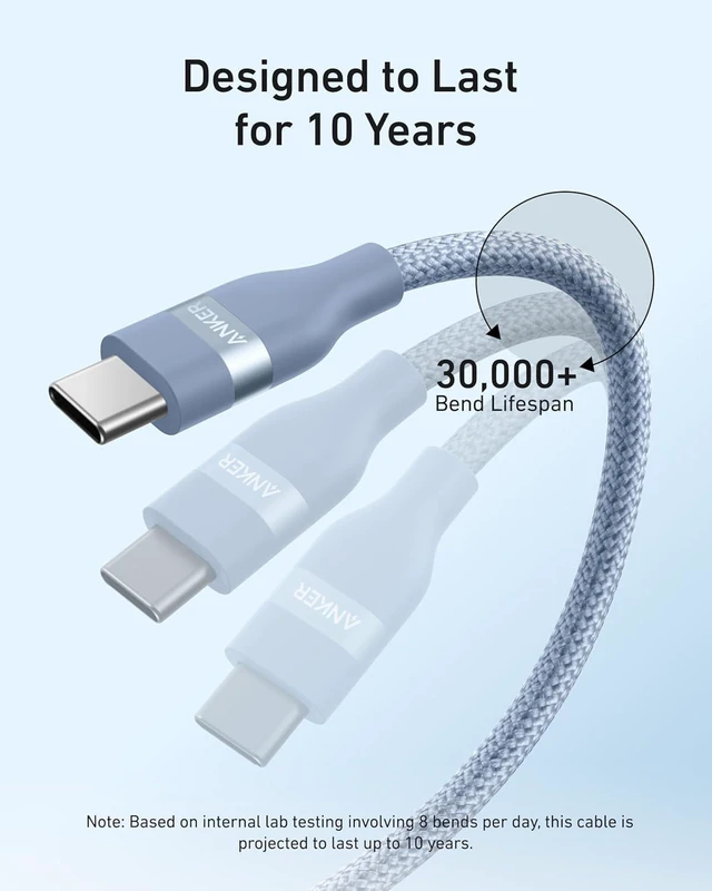 Alt view image 6 of 6 - Nano USB C to USB C Cable, 240W Fast Charging Cable (Blue, 6ft) | Flexible Multi-Color Braided Charger for iPhone 18 / 17 Series, MacBook Pro, and More