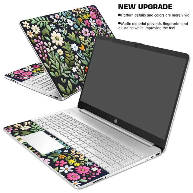 Alt view image 3 of 7 - Laptop Skin Decal HP 15.6" - Botanical, Laptop Cover Sticker, No Cutting Required, No Bubble, Waterproof, Scratch Resistant - Including Wide Screen and Wrist Pad