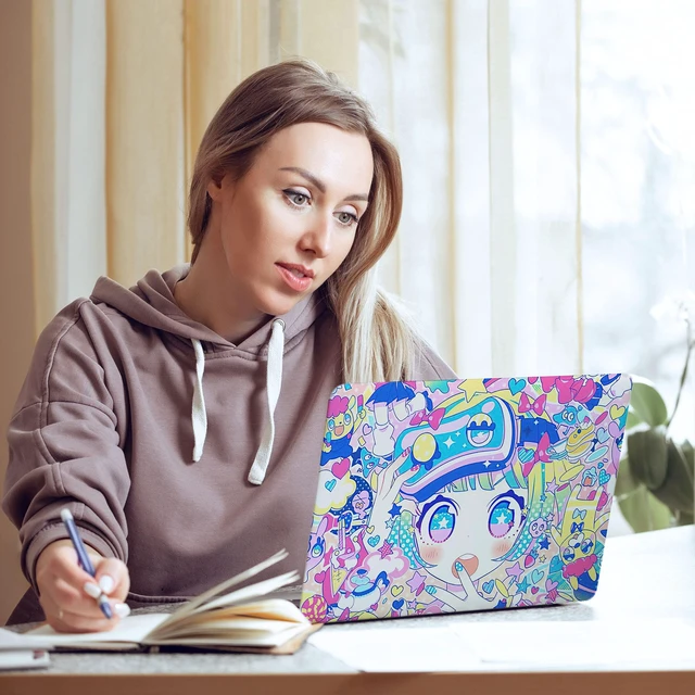 Alt view image 6 of 6 - Laptop Skin Decal HP 15.6" - Kawaii Girl Laptop Cover Sticker No Cutting Required, No Bubble, Waterproof, Scratch Resistant - Including Wide Screen and Wrist Pad