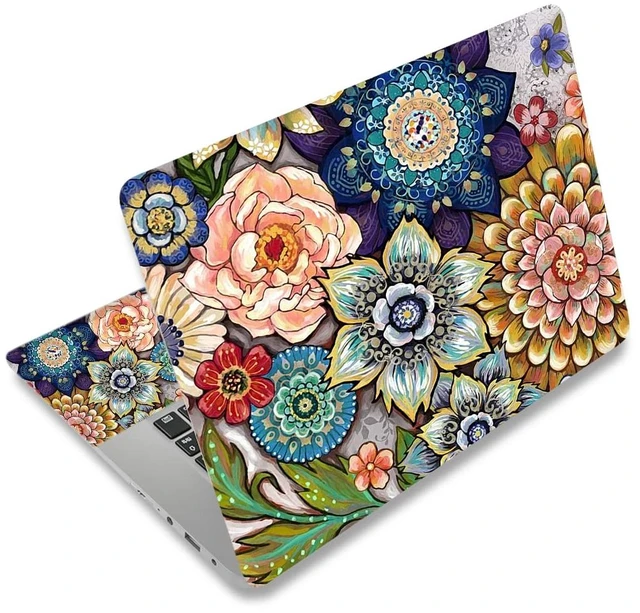 Main image of Laptop Vinyl Skin Sticker Cover for 12 13" 13.3" 14" 15" 15.4" 15.6" Laptop | Decal Skin Cover Art Protector Notebook PC (2 Wrist Pad Skins Included), Decorative Waterproof Removable, Colorful Flowers