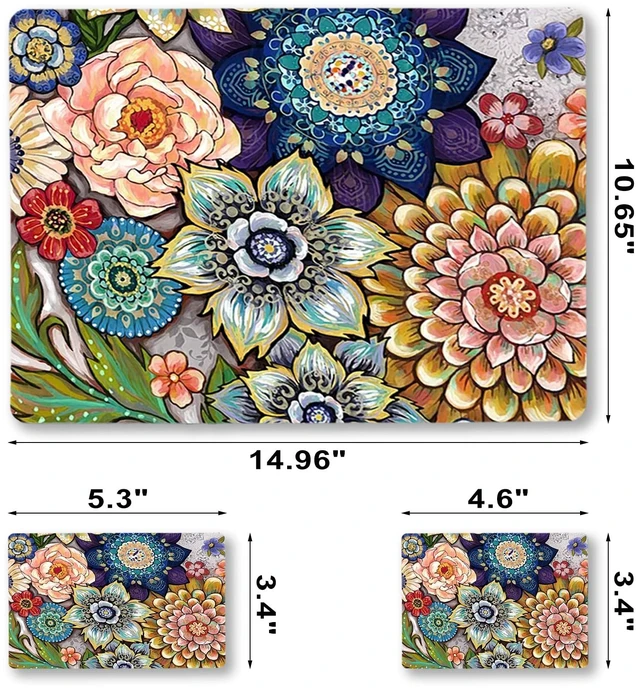 Alt view image 7 of 7 - Laptop Vinyl Skin Sticker Cover for 12 13" 13.3" 14" 15" 15.4" 15.6" Laptop | Decal Skin Cover Art Protector Notebook PC (2 Wrist Pad Skins Included), Decorative Waterproof Removable, Colorful Flowers