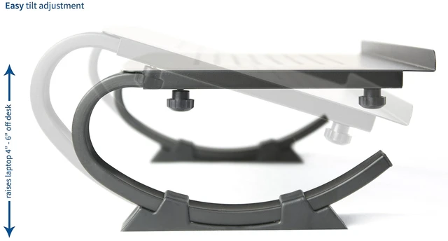 Alt view image 3 of 7 - Black Fully Adjustable Curved Laptop, Notebook and Monitor Riser Stand STAND-V001N
