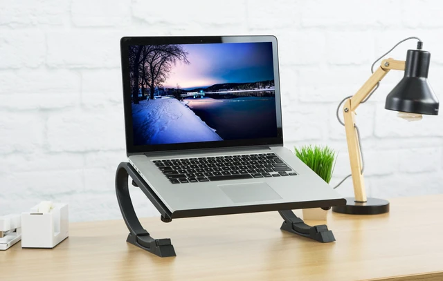 Alt view image 4 of 7 - Black Fully Adjustable Curved Laptop, Notebook and Monitor Riser Stand STAND-V001N