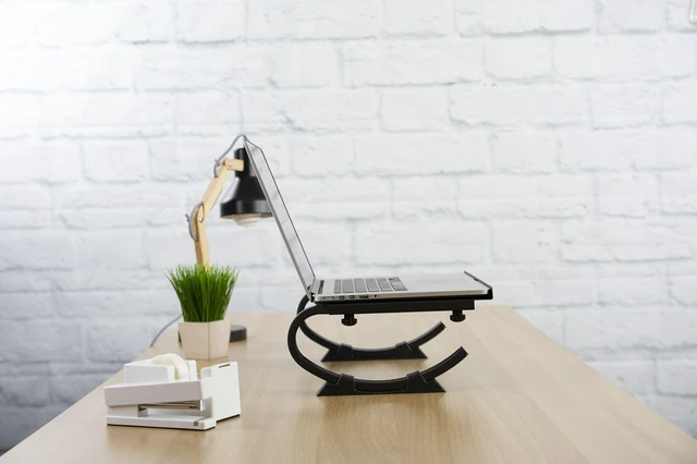 Alt view image 7 of 7 - Black Fully Adjustable Curved Laptop, Notebook and Monitor Riser Stand STAND-V001N