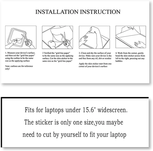 Alt view image 6 of 7 - Laptop Skin Sticker Decal Cover for 14" 15" 15.4" 15.6" Laptop | Vinyl Skin Univseral Sticker Cover Art Protector+2 Wrist Pad Skins Fit 11.6-15.6", Removable Waterproof Scratch-Resistant