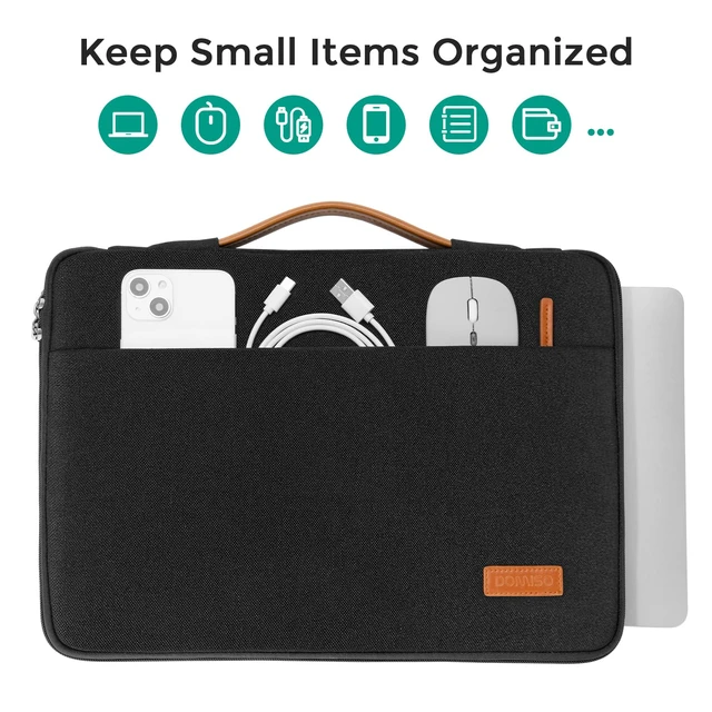 Alt view image 7 of 7 - Laptop Sleeve Case for 13 inch MacBook Air M5/A3449 2026,MacBook Pro | Compatible with MacBook Air M4/A3240,M3/A3113,M2/A2681,M1/A2337,MacBook Pro M2/M1,Water-Resistant Computer Bag,Black