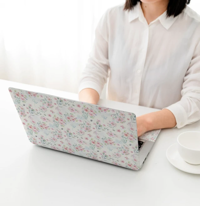Alt view image 2 of 7 - 11.6 13 13.3 14 15 15.6 inches Netbook Laptop Skin Sticker Decal Reusable Protector Cover Case for Laptop Notebook chromebook Pink Flowers W-NEK-48