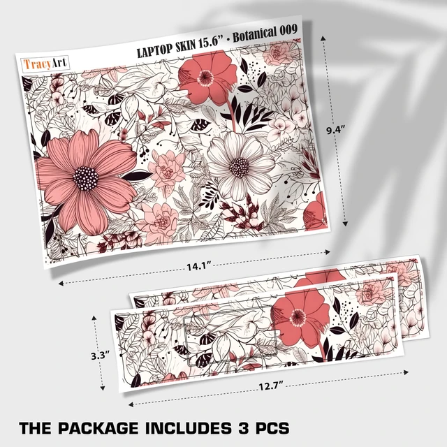 Alt view image 2 of 6 - Laptop Skin Decal HP 15.6" - Botanical, Laptop Cover Sticker, No Cutting Required, No Bubble, Waterproof, Scratch Resistant - Including Wide Screen and Wrist Pad