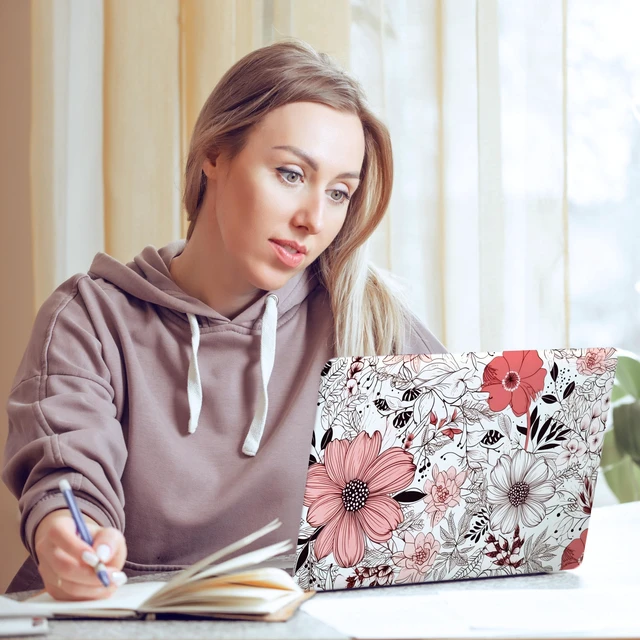 Alt view image 6 of 6 - Laptop Skin Decal HP 15.6" - Botanical, Laptop Cover Sticker, No Cutting Required, No Bubble, Waterproof, Scratch Resistant - Including Wide Screen and Wrist Pad