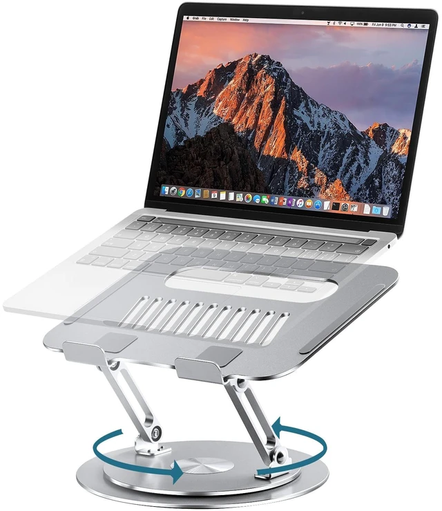 Main image of 360° Rotating Adjustable Laptop Stand, Foldable Riser, Silver | Ergonomic Computer Stand for Desk, Portable Laptop Holder Fits All MacBook, Laptops 10-16 Inches