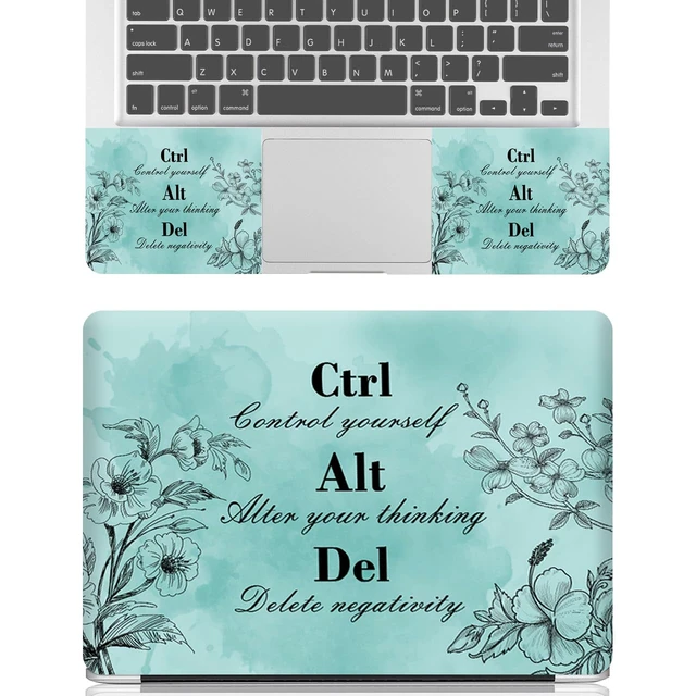 Alt view image 2 of 7 - 15 15.4 15.6 13 13.3 14 12 12.1 in Skin Laptop Sticker Decal, Netbook Skins for Notebook, Universal Vinyl Laptop Decor Cover, Art Protector I Teal Inspirational with Positive Quotes Ctrl Alt Del